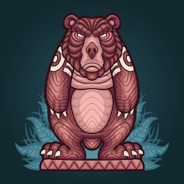 Premium Vector | Illustration of totem bear statue