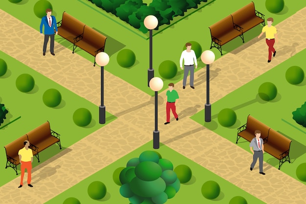 Illustration of an urban park Premium Vector