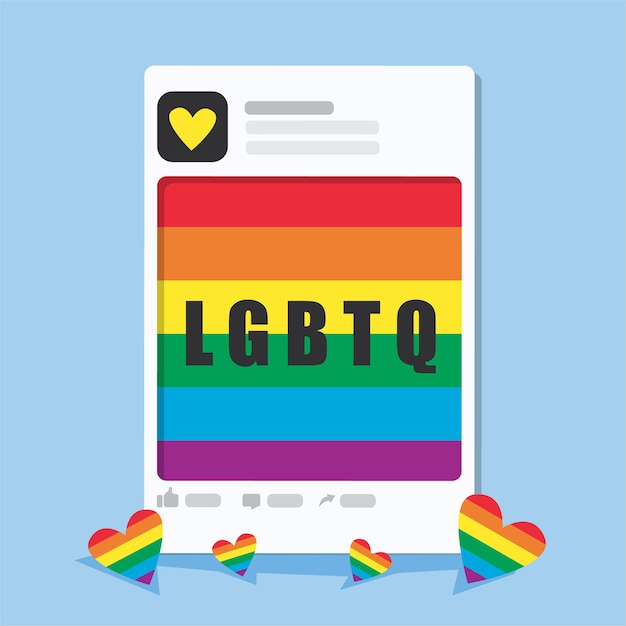 Premium Vector Illustration Vector Flat Frame Social Media Post Template With Rainbow Flag And
