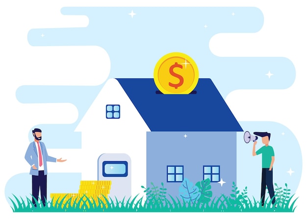 Premium Vector | Illustration vector graphic cartoon character of mortgage