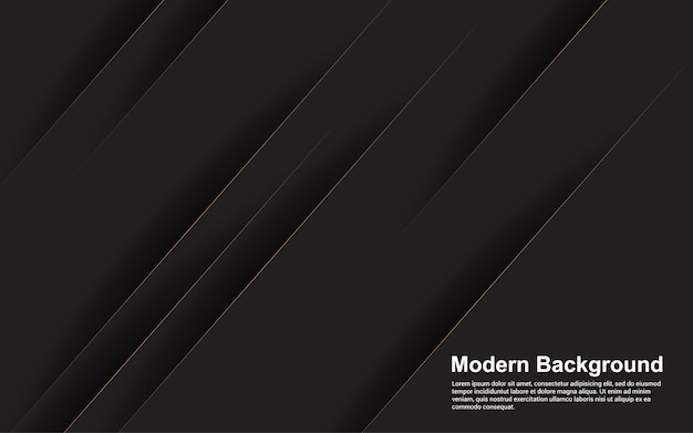 モダンな茶色のラインと黒の抽象的な背景のイラストベクターグラフィック プレミアムベクター