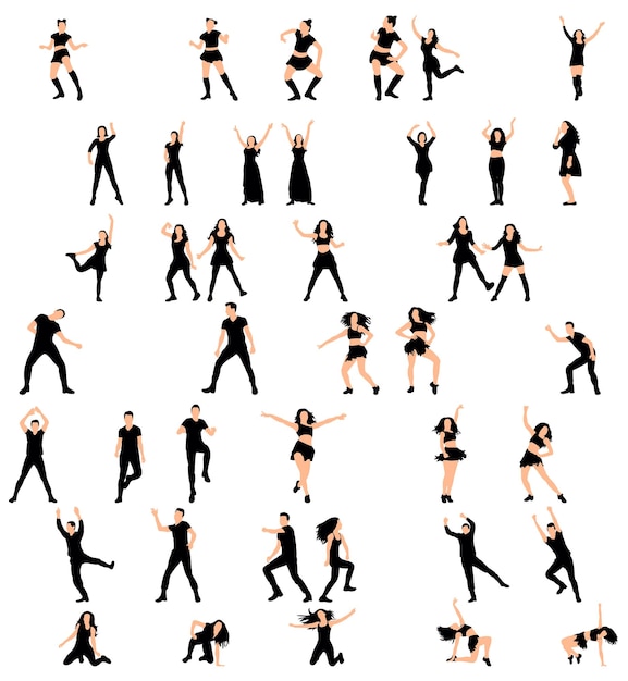 Premium Vector | Illustration, vector silhouette of a girl dancing ...