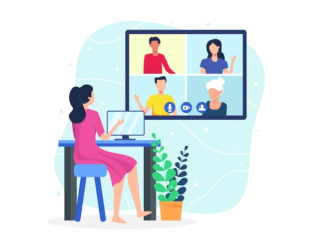 Premium Vector | Illustration video conference concept