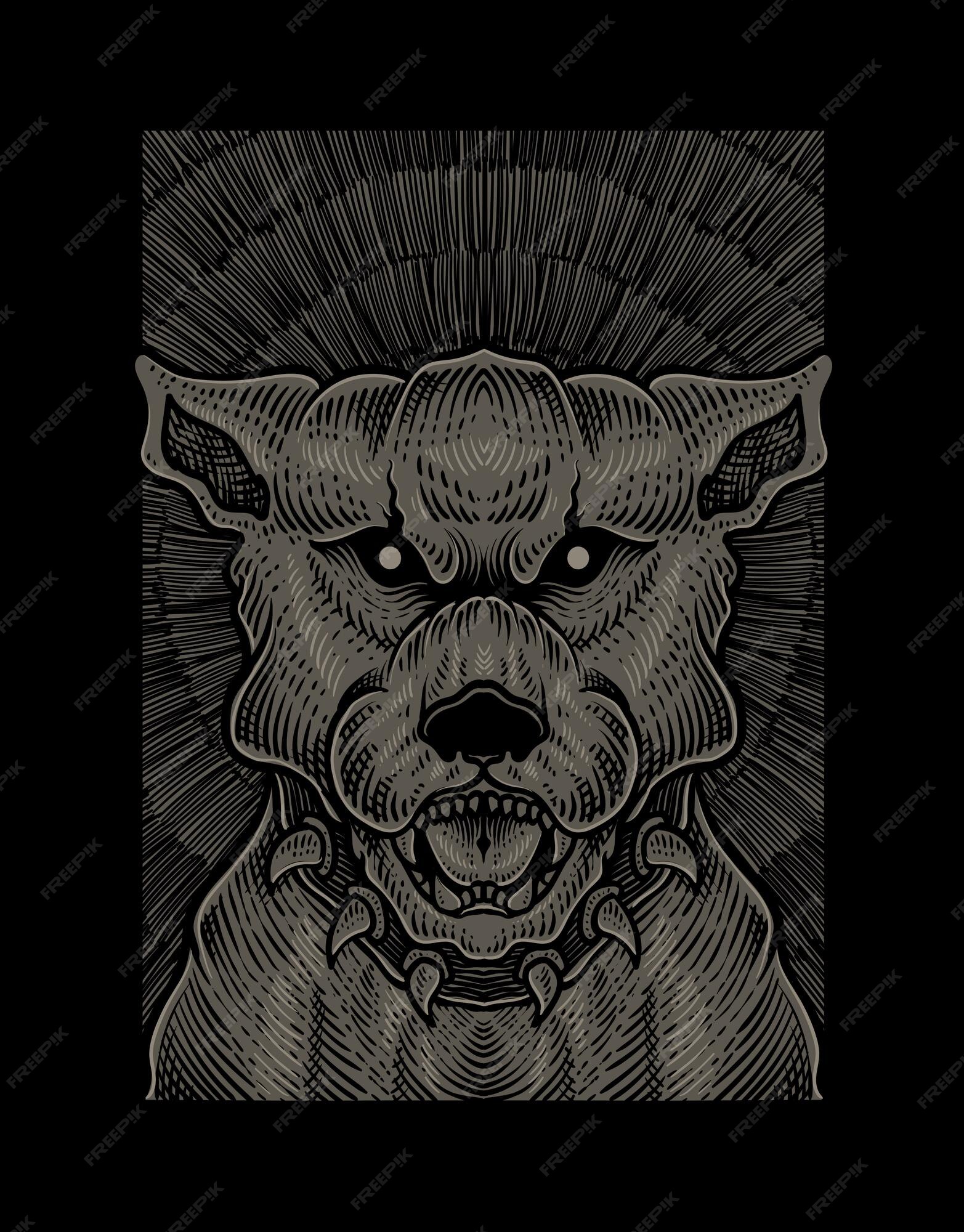 Premium Vector Illustration Vintage Grizzly Bear Engraving Style