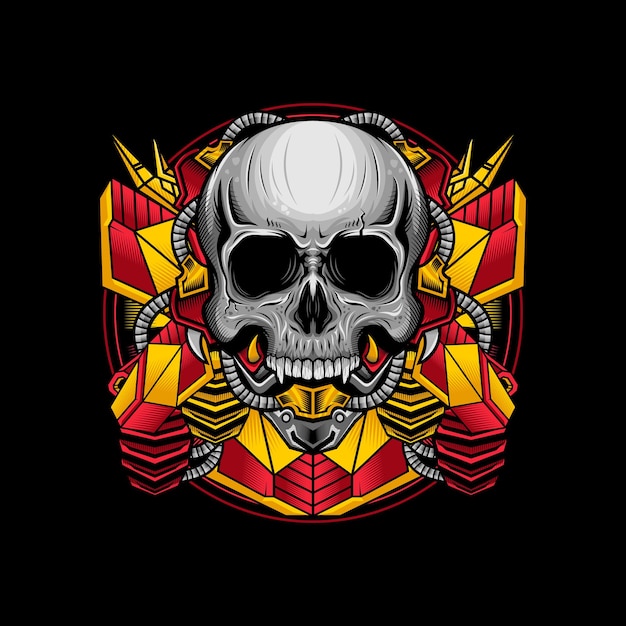 Premium Vector | Illustration of war cyborg skull head detailed design