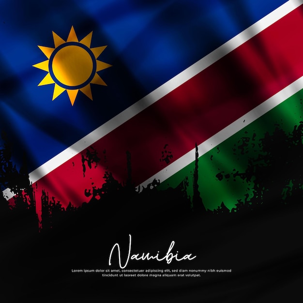 Premium Vector Illustration Of Waving Namibia Flag Silk Grunge Background