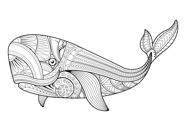 Download Illustration of whale in zentangle style | Premium Vector