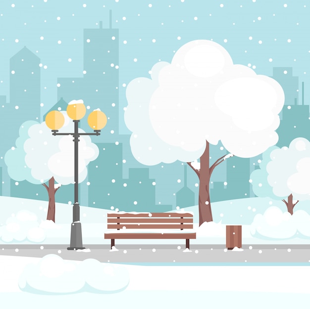 Download Premium Vector | Illustration of winter city park with ...