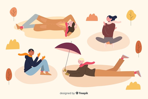 Illustration with various activities in park Free Vector