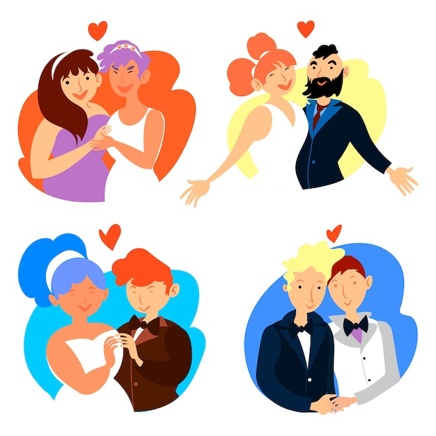 Download Illustration with wedding couple collection design | Free ...