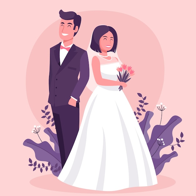 Download Premium Vector | Illustration with wedding couple
