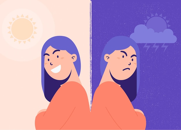 Premium Vector | Illustration of women have bipolar disorder concept vector