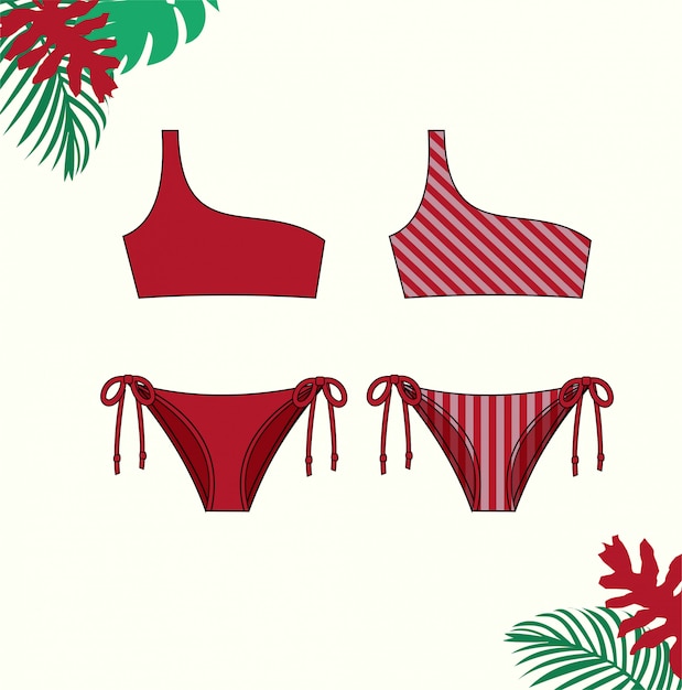 Premium Vector Illustration of women's bikini, red bikini swimsuit