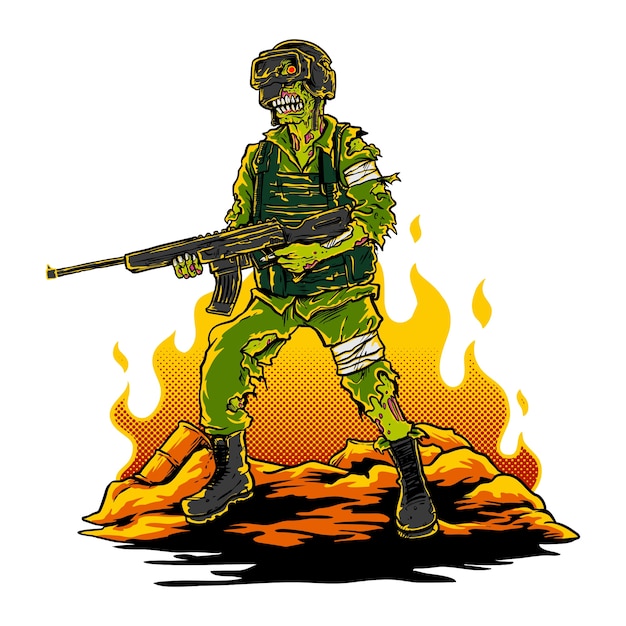 Premium Vector Illustration of zombie soldier