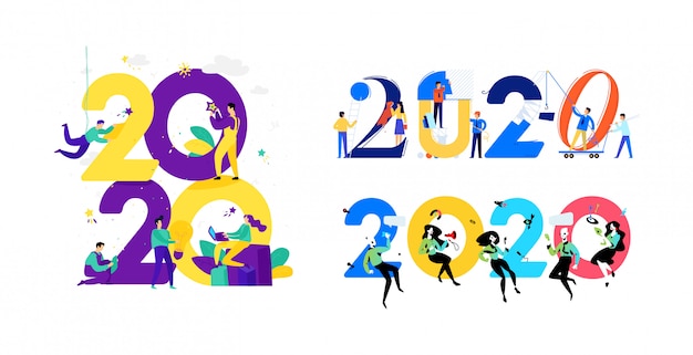 Illustrations for the new year 2020. vector. Vector ...