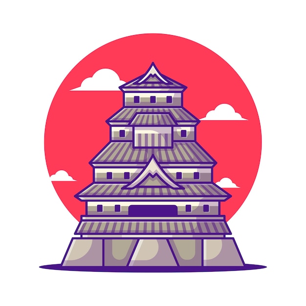 松本城日本観光のイラスト 世界観光の日 建物とランドマークのアイコンの概念 プレミアムベクター