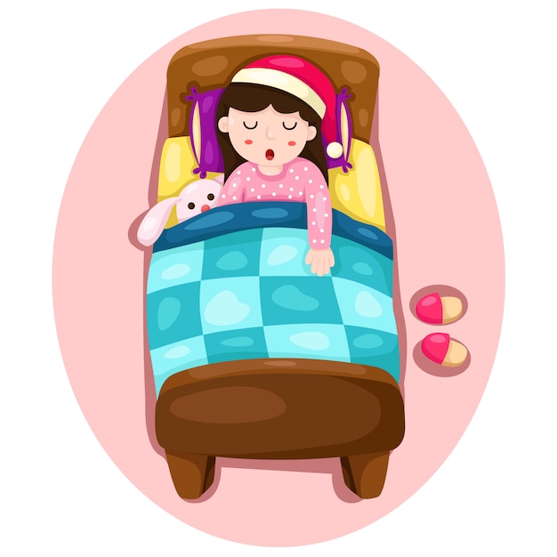 Premium Vector | Illustrator of girl sleeping