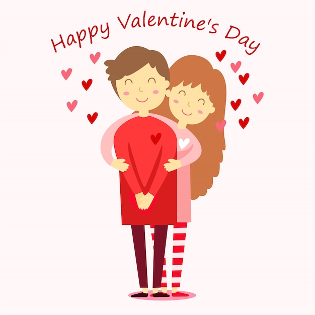 Premium Vector | Illustrator of happy valentine day boy and girl two