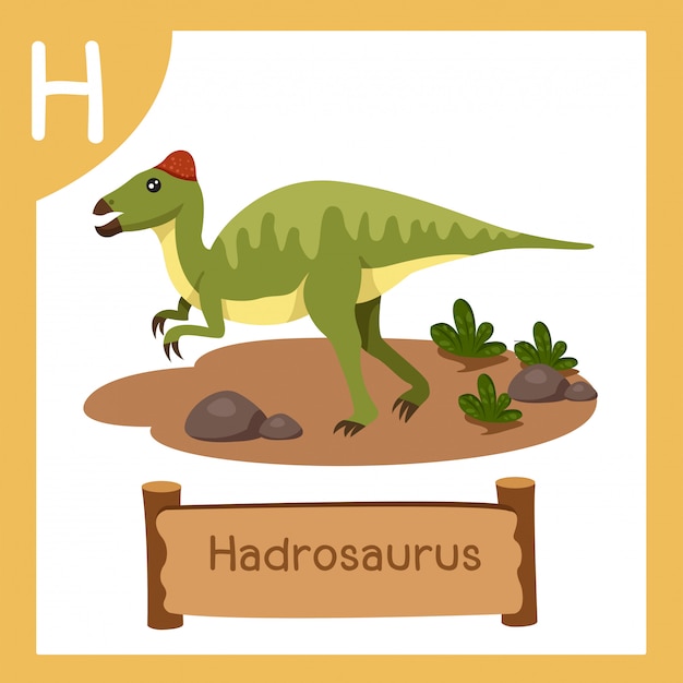 恐竜ハドロサウルスのhのイラストレーター プレミアムベクター