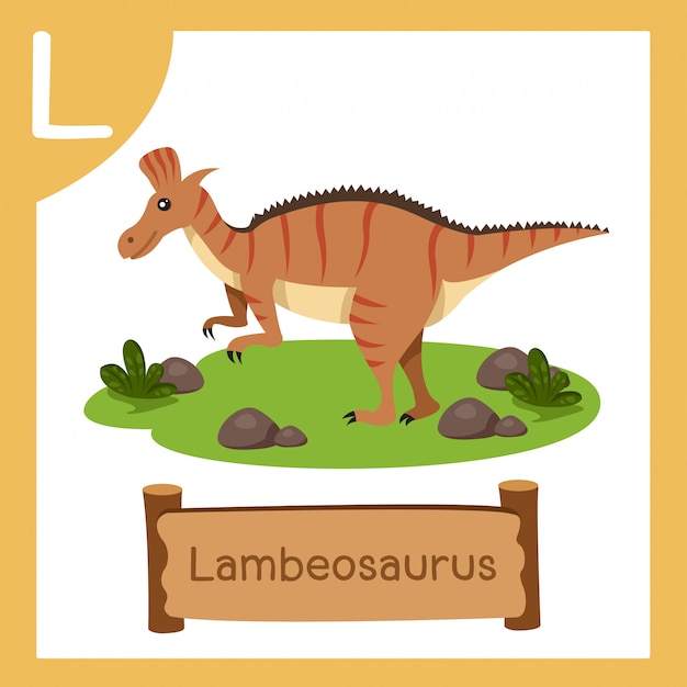 恐竜ランベオサウルスのlのイラストレーター プレミアムベクター