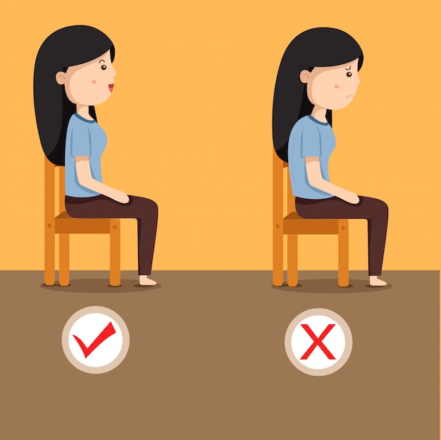 Illustrator of women sitting position on the chair | Premium Vector