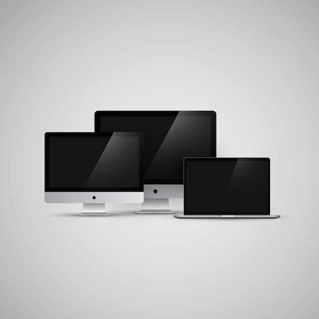 Download Imac and macbook computers vector illustration mockup ...