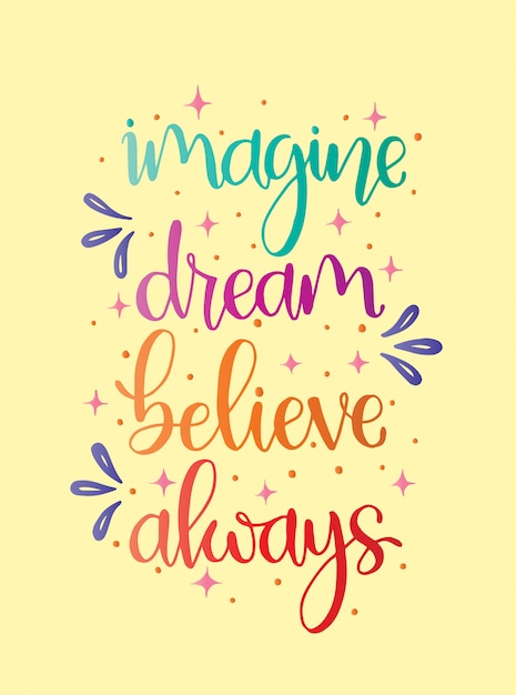 Premium Vector | Imagine dream believe always