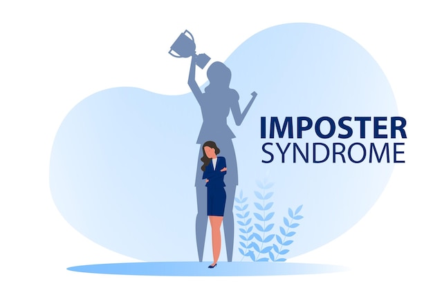 Premium Vector Imposter syndrome shadow woman standing 