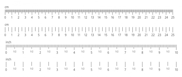 Inch and metric rulers Premium Vector