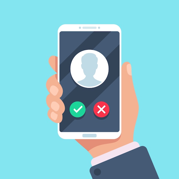 Incoming call  on mobile phone screen  flat concept Vector  