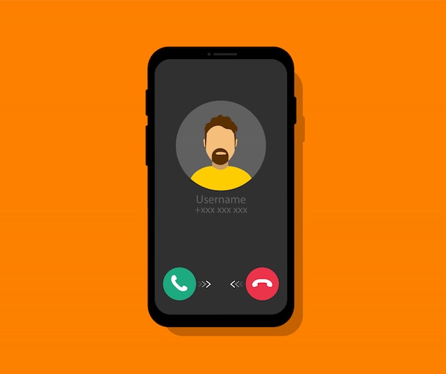 Premium Vector Incoming Call On The Phone Smartphone Screen With Incoming Call Phone Call Interface Flat Style