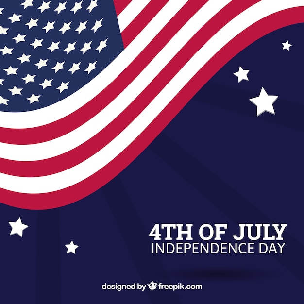 Free Vector | Independence day background with wavy united states flag