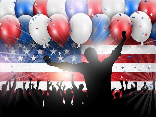 Independence day celebration background with
balloons and confetti