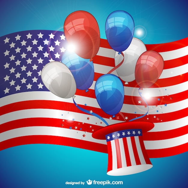 Free Vector | Independence day flag and balloons