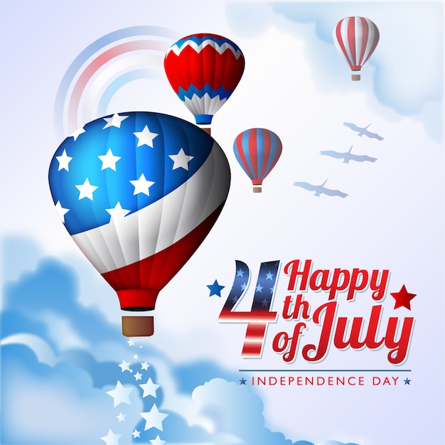 Independence day illustration with balloons Free Vector