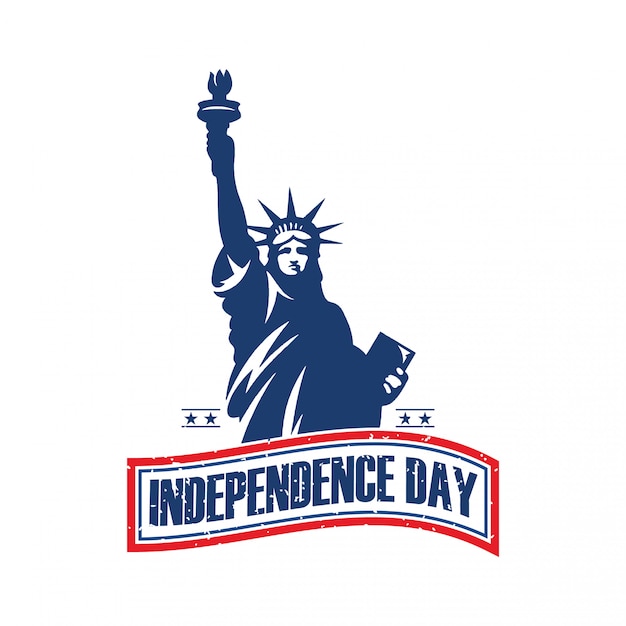 Independence day, the statue of liberty logo Premium Vector