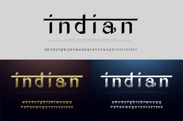 Download India alphabet font silver and gold. modern indian ...