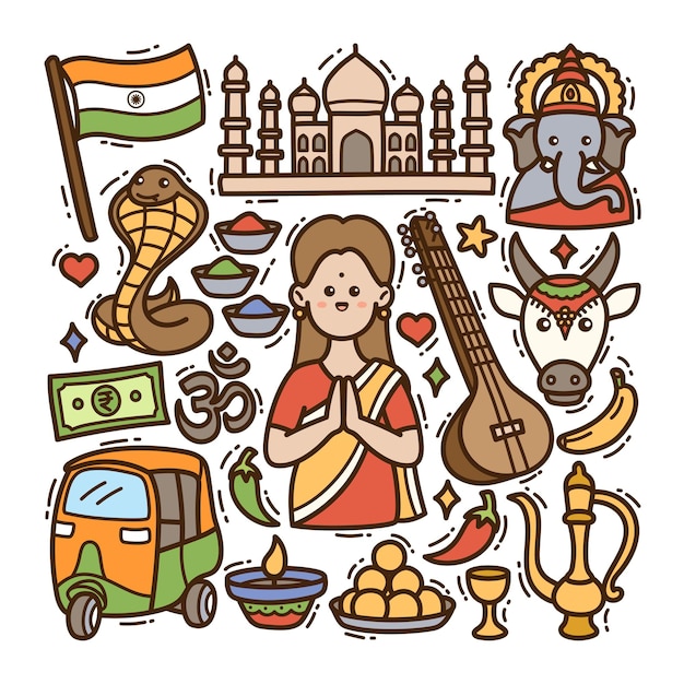 Premium Vector | India doodle illustration