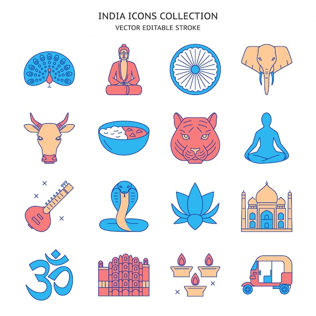 india-icons-set-vector-premium-download