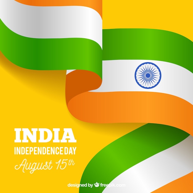 India independence day composition with realistic flag Free Vector