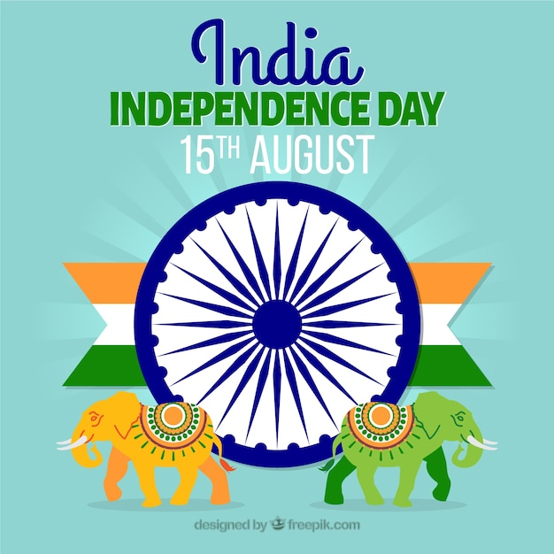 Free Vector | India independence day design with elephants