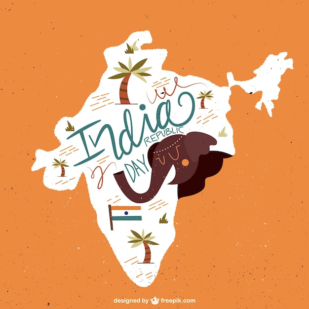 無料のベクター インド共和国の日の地図のイラスト