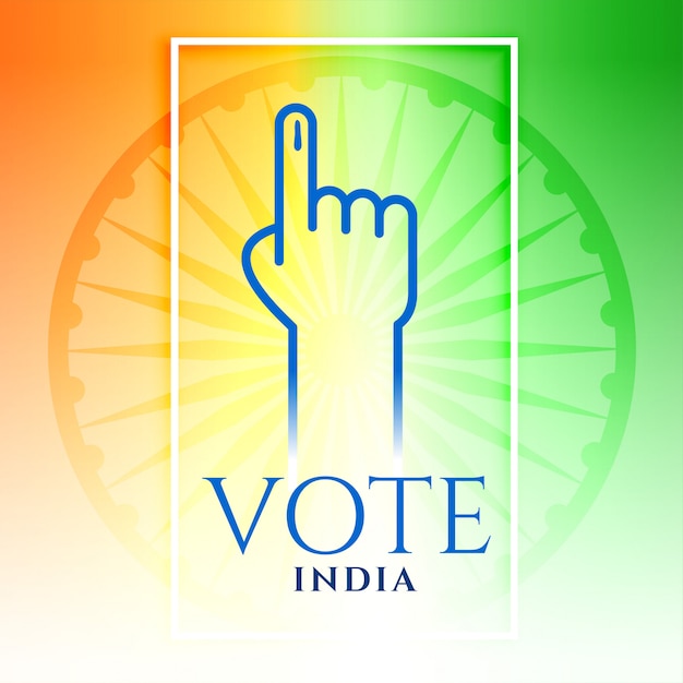 India vote hand with tricolor Free Vector