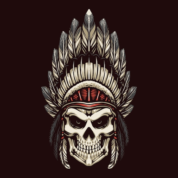 Premium Vector | Indian apache skull head illustration design