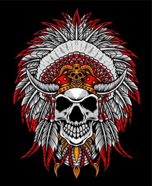 Premium Vector | Indian apache skull head