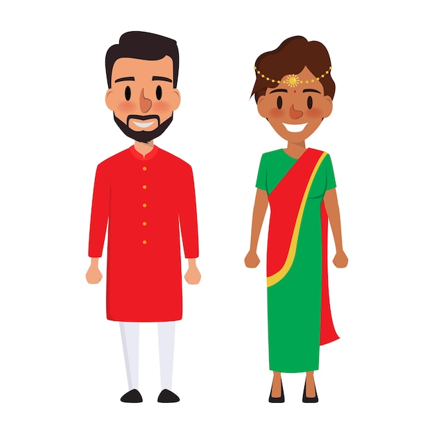 Premium Vector | Indian cartoon character to married.