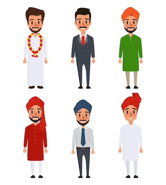 Premium Vector | Indian character cartoon of different culture.