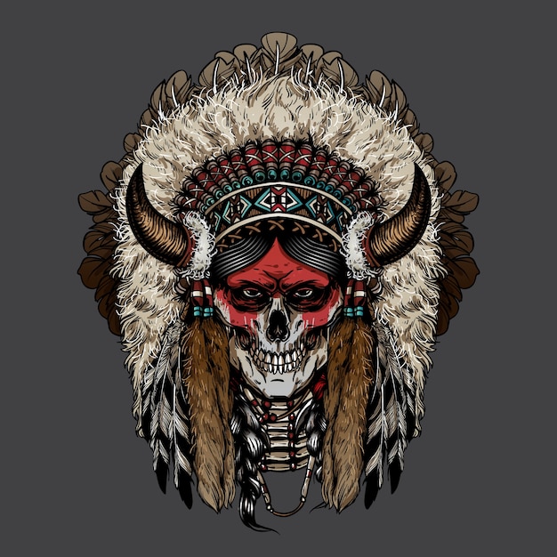 Premium Vector | Indian cherokee skull