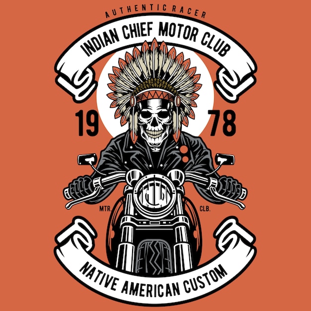 Premium Vector | Indian chief biker