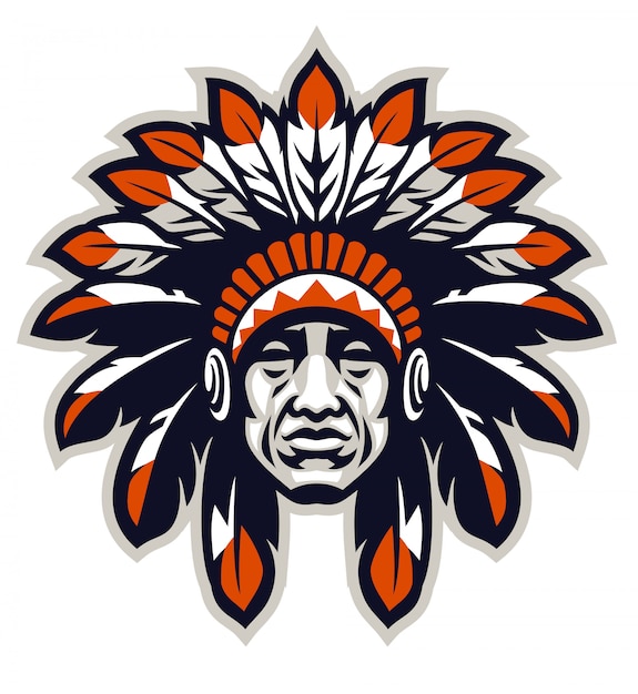 Download Indian chief head in sport mascot style | Premium Vector